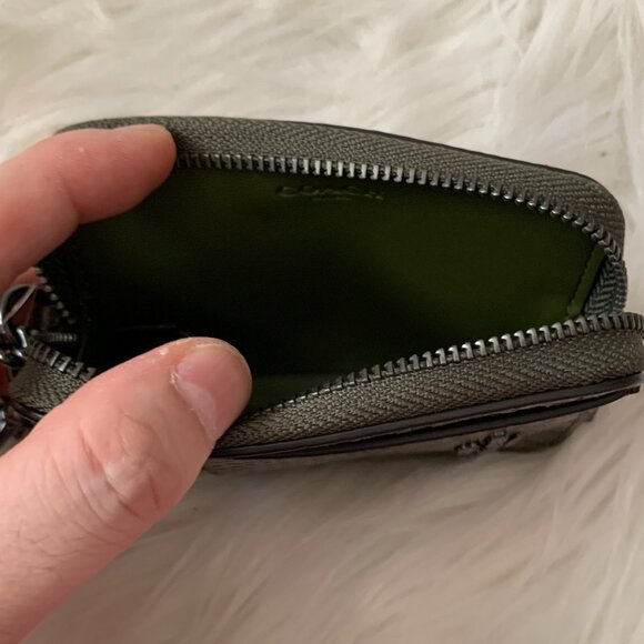 COACH Snakeskin Printed Leather Card Case in Olive - Picture 4 of 4